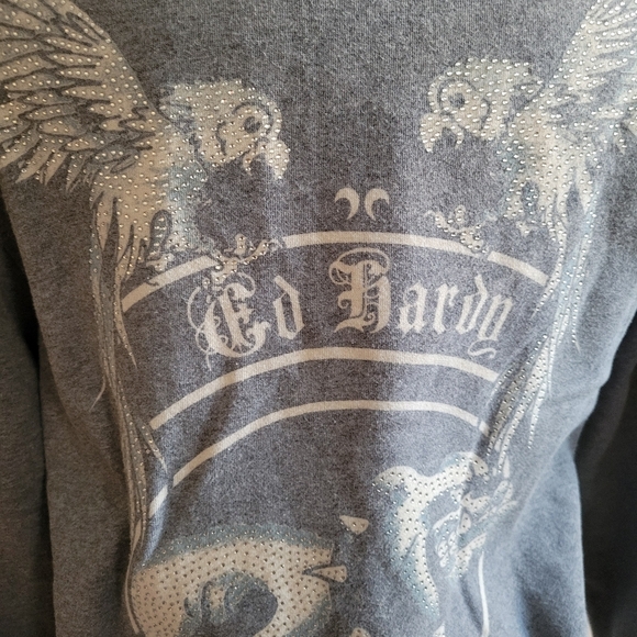 Vintage Ed Hardy Sweatshirt Hoodie • Gray • Size Large • Designer - Picture 8 of 10